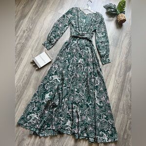 Indigo rose boho paisley flowy belted long sleeve maxi dress. Size S